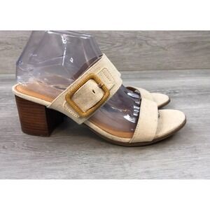 Tommy Bahama‎ Trista Women's Sandal Beige 9 Slip On Open Toe Block Heel Buckle